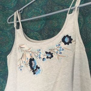 Embroidered Free People Tank Floral Light Blue